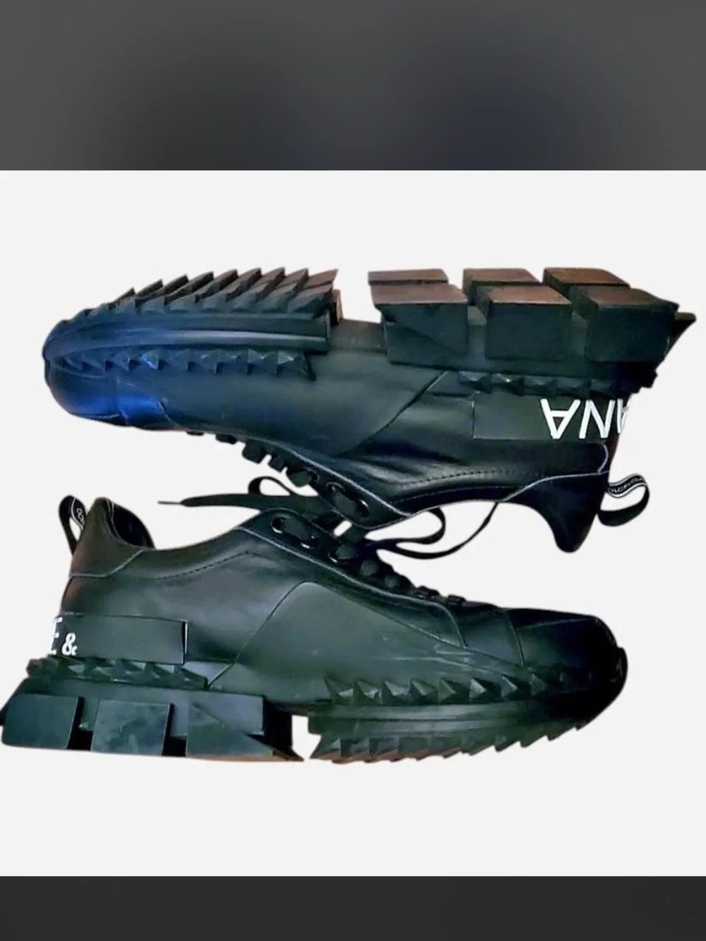 Dolce & Gabbana “SUPER QUEEN” Chunk All-Black Lace-Up Men's Shoes